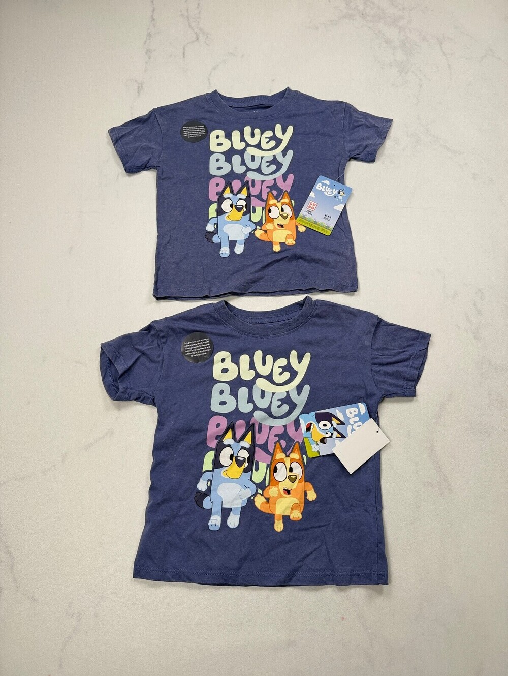 Bluey Logo Graphic Tee Blue 2010s Statement Piece - Girls 4T Lot of 2